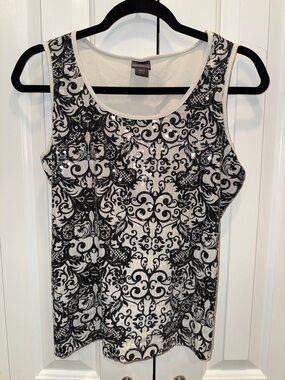 Covington Black & White Beaded Tank Top